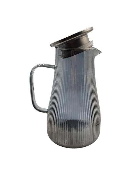 Jarra Vidro Listras Borossilicato Com Tampa Inox 1,5 Litros - Fact Importados Imagem de Jarra Vidro Listras Borossilicato Com Tampa Inox 1,5 Litros
