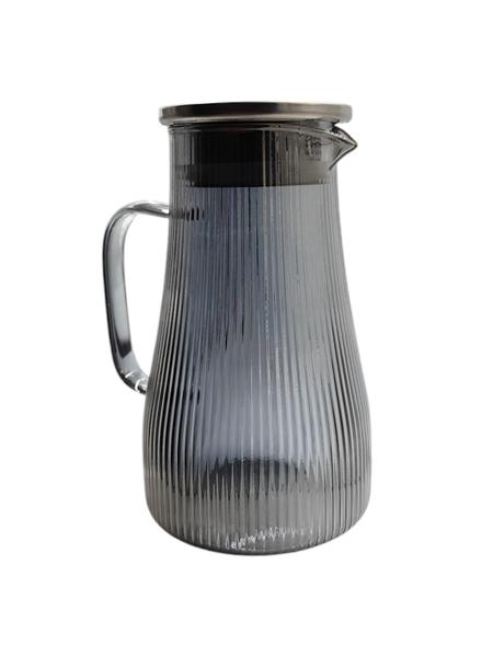 Jarra Vidro Listras Borossilicato Com Tampa Inox 1,5 Litros - Fact Importados Imagem de Jarra Vidro Listras Borossilicato Com Tampa Inox 1,5 Litros