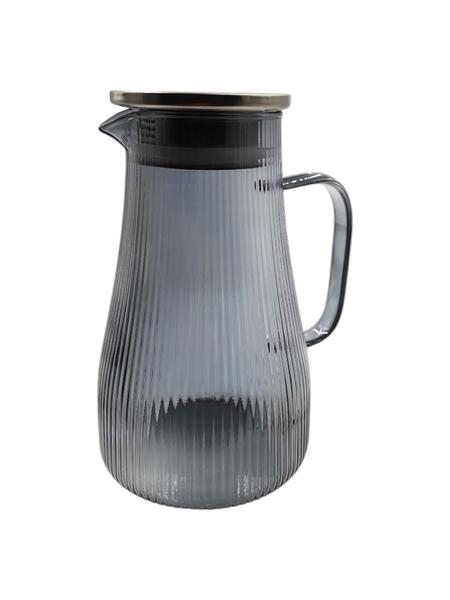 Jarra Vidro Listras Borossilicato Com Tampa Inox 1,5 Litros - Fact Importados Imagem de Jarra Vidro Listras Borossilicato Com Tampa Inox 1,5 Litros