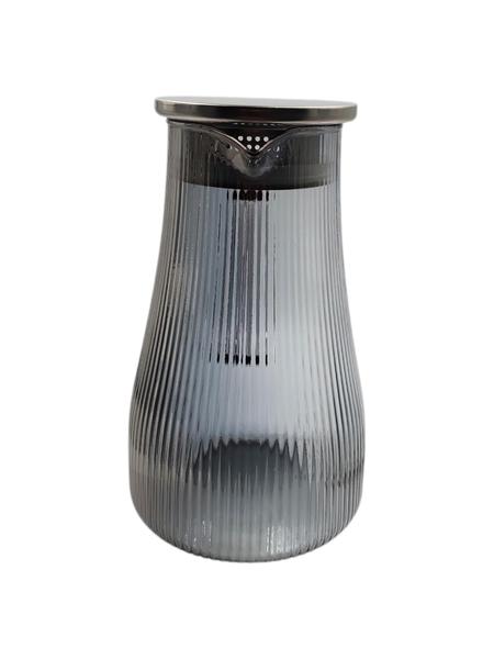 Jarra Vidro Listras Borossilicato Com Tampa Inox 1,5 Litros - Fact Importados Imagem de Jarra Vidro Listras Borossilicato Com Tampa Inox 1,5 Litros