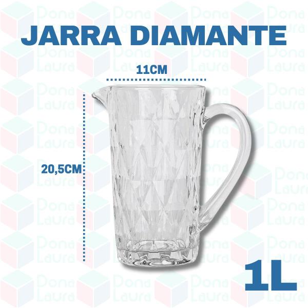 Imagem de Jarras Moderno Diamante 1 Litro Transparente Com Alça 2 Peças