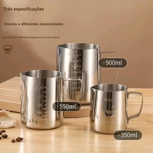 Imagem de Jarro de Aço Inoxidável para Espumar Leite - Ideal para Café Latte e Cappuccino