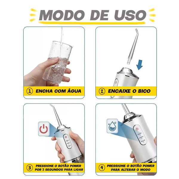 Imagem de Jato D'água Irrigador Limpador Bucal Dental Oral Portátil