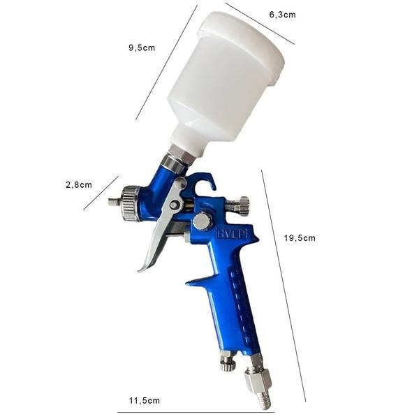 Imagem de Jato De Pintura Mini HVLP4580 Por Gravidade Profissional H-2000 Copo 125ml Bico 0.8mm