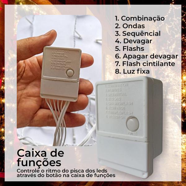 Imagem de JDK Cascata Led 400 Leds Plug Macho e Femea Pisca 8 Funções Colorido Decoração