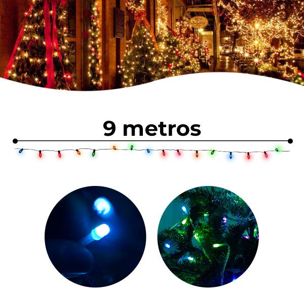 Imagem de JDK Pisca Pisca Natal Fixo Verde 100 Leds 9m Fio PT Decoração natalina iluminação festa Comércio papai noel casamento acessório