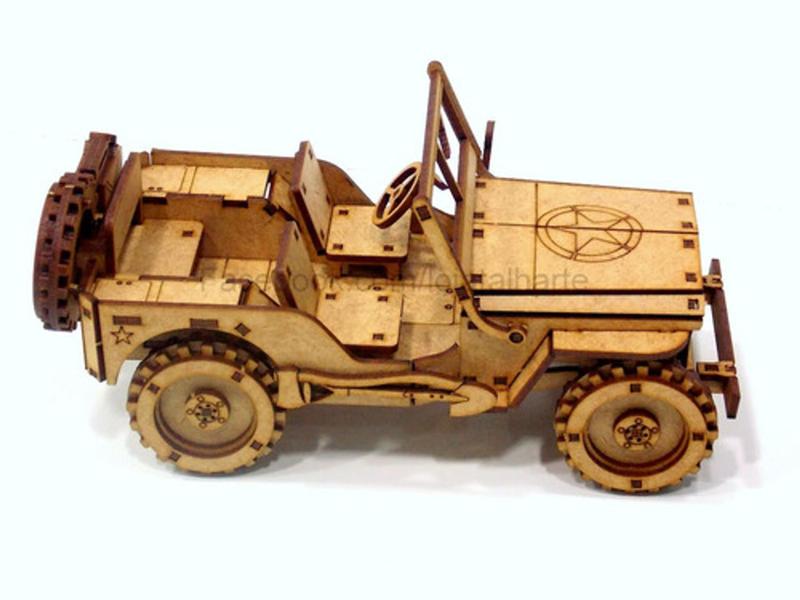 Imagem de Jeep Willys. Quebra Cabeça 3d  Em Mdf.