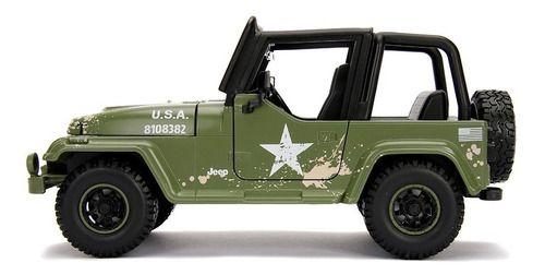 Jeep Wrangler 1992 Verde C/ Jogo Rodas Extras Jada 1/24 Imagem de Jeep Wrangler 1992 Verde C/ Jogo Rodas Extras Jada 1/24