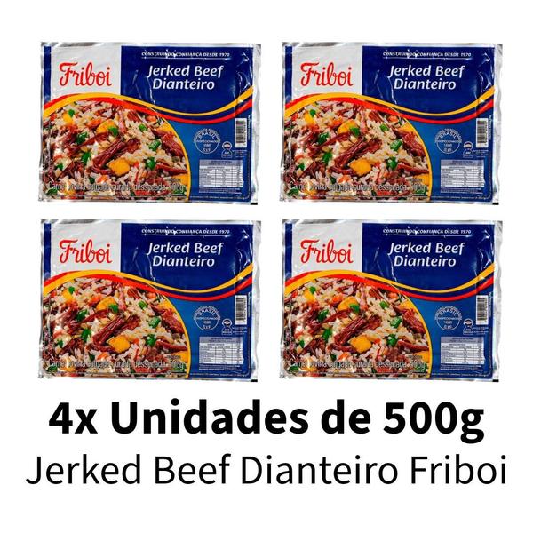 Jerked beef bovino dianteiro friboi kit 4x 500g Imagem de Jerked beef bovino dianteiro friboi kit 4x 500g