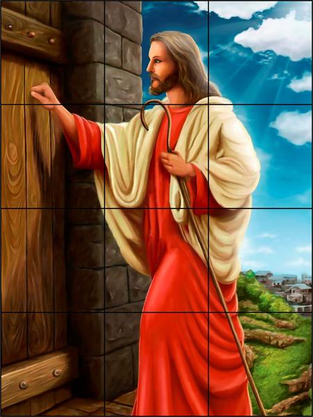 Jesus Bate à Porta 60x80cm - 100% Azulejo - Kafofo Store Imagem de Jesus Bate à Porta 60x80cm - 100% Azulejo