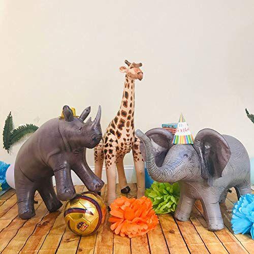 Imagem de Jet Creations Safari 3 Pack Elefante Girafa Rinoceronte Ótimo para Piscina, Decoração de Festas, an-EGR