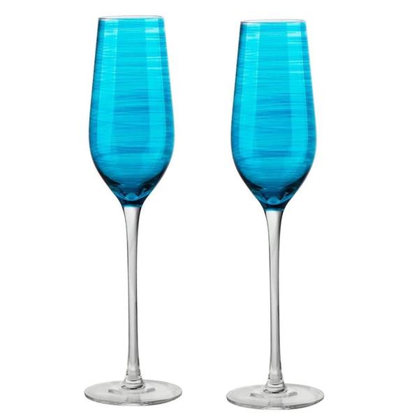 Imagem de Jg 02 tacas champanhe joy em vidro 250ml azul turquesa