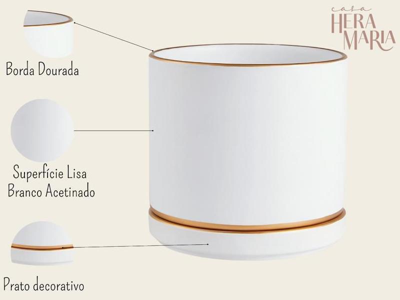 Imagem de Jg 2 Cachepot Vaso Decorativo Em Ceramica Grande Com Prato