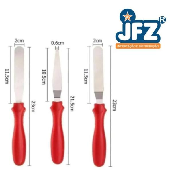 Imagem de Jg 3 espatulas p/ confeitar 23 cm - JFZ IMPORT