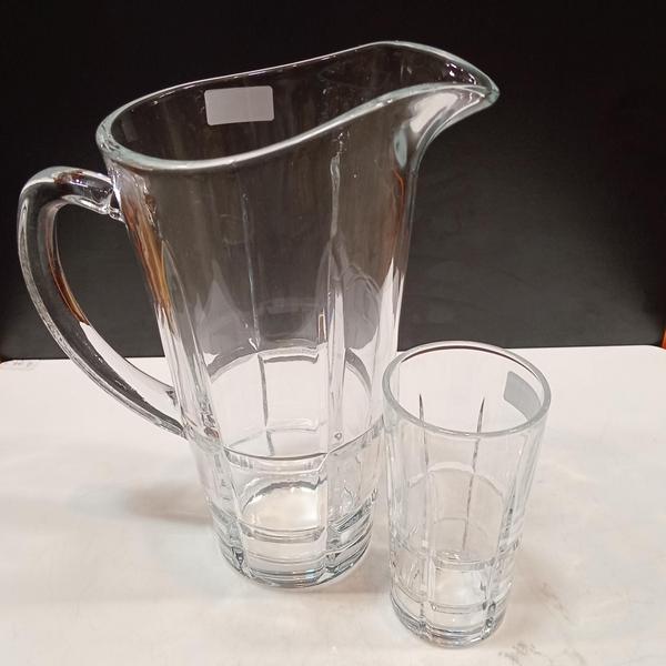 Imagem de JG 7PÇ JARRA/COPOS PARA REFRESCO ÁGUA SUCO HOME&CO VIDRO 1L/300ml TRANSPARENTE