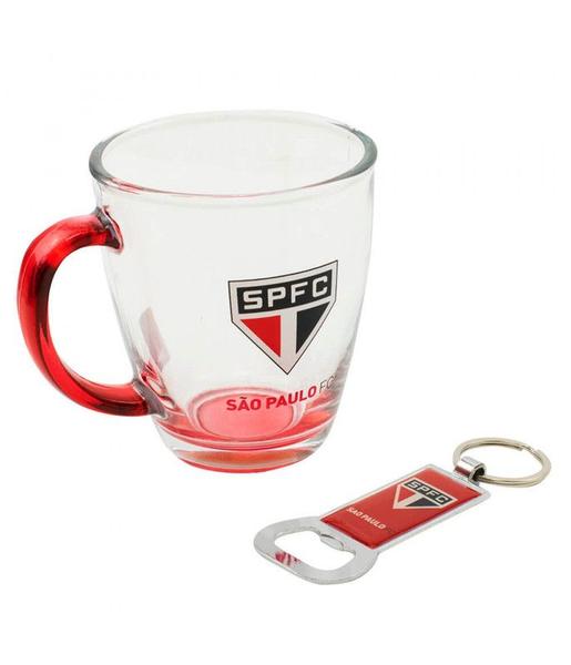 Imagem de Jg Com Uma Caneca De Vidro E Um Abridor De Garrafas 370ml - SPFC