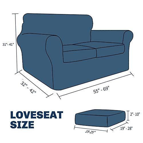 Imagem de JIVINER mais novo 3 peças de cobertura de sofá elástico para 2 almofada sofá equipado grosso loveseat sofá slipcover com 2 assentos almofada capas para cães de estimação da sala de estar (Loveseat, café escuro)