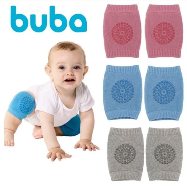 Imagem de Joelheira Infantil Antiderrapante Buba 14556 - Proteção e Conforto, Cinza, Azul, Rosa, 6-12 Meses, Material Flexível, Ideal para Engatinhar e Andar