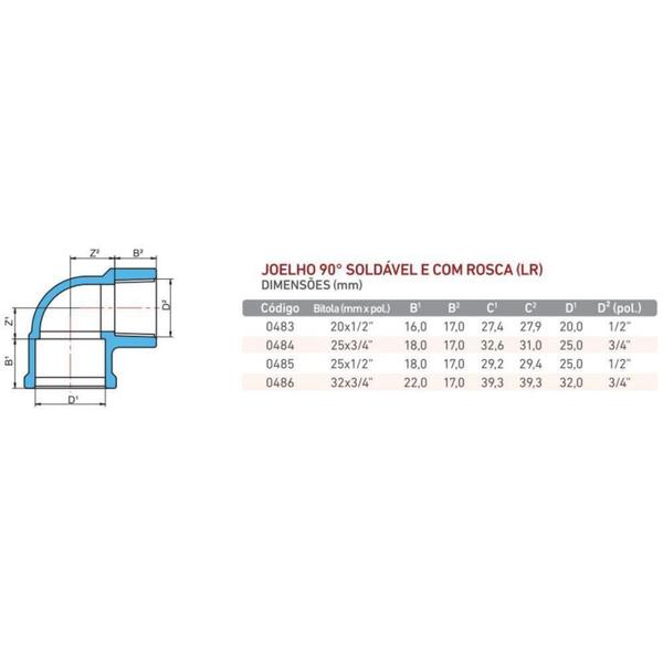 Imagem de Joelho 90 Krona Soldavel E Com Rosca 25mm X 1/2''