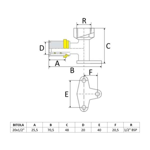 Imagem de Joelho 90 Transição Fêmea Base Fixa Gás DN 20x1/2" Amanco