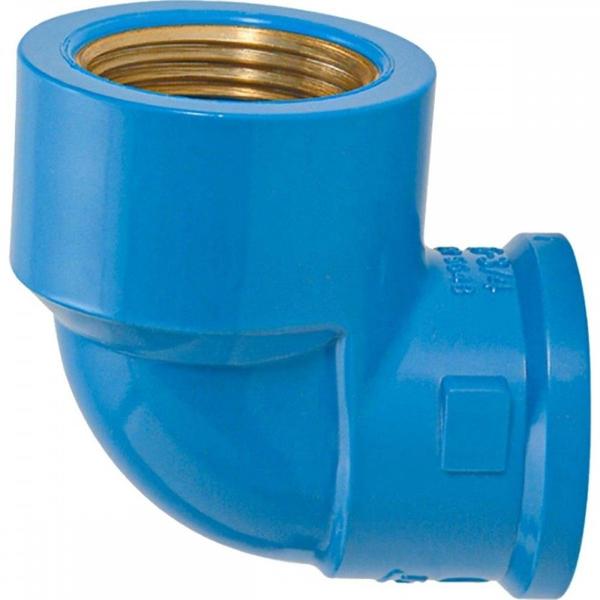 Imagem de Joelho Azul Com Bucha Latao Amanco 25Mm X 3/4''