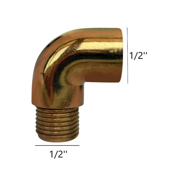 Imagem de Joelho Cotovelo Curva Metal Dourado Macho X Fêmea 1/2 X 90