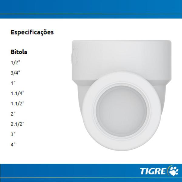 Imagem de Joelho Cotovelo De 90 Rosca PVC Branca Para Canos De Água De Esgoto De 3/4” Polegadas DN 25mm Tigre