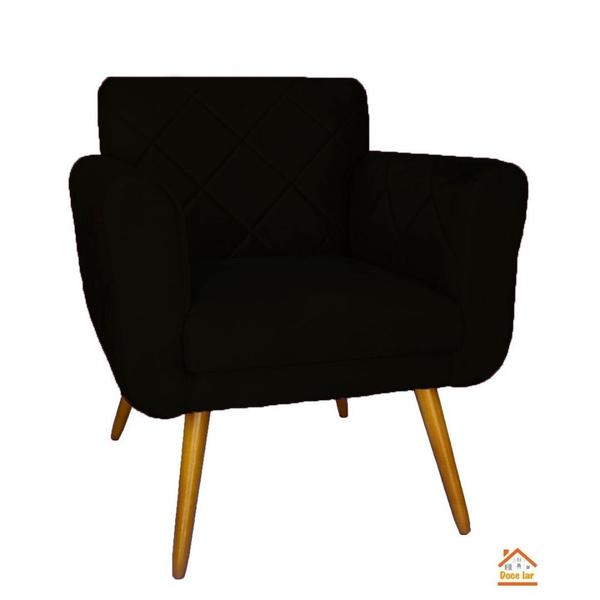 Imagem de Jogo 02 Poltronas Estofadas Decorativas Para Consultório Isabella Suede Preto- DL DECOR