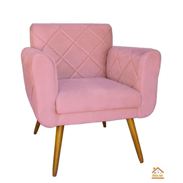 Imagem de Jogo 02 Poltronas Estofadas Decorativas Para Consultório Isabella Suede Rosa- DL DECOR