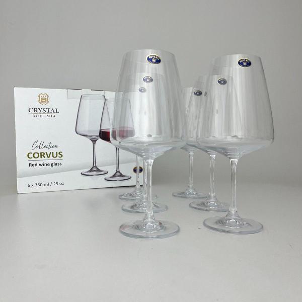 Imagem de Jogo 06 Taças Cristal Vinho Tinto 750ml Bohemia Linha Corvus