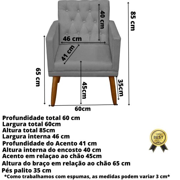 Imagem de Jogo 1 Namoradeira 2 Poltronas Capitone com Puff para Sala de Estar Recepção Sala pequena resistente