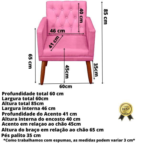 Imagem de Jogo 1 Namoradeira 2 Poltronas Capitone com Puff para Sala de Estar Recepção Sala pequena resistente