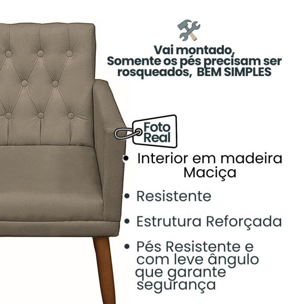 Imagem de Jogo 1 Namoradeira 2 Poltronas Capitone com Puff para Sala pequena resistente