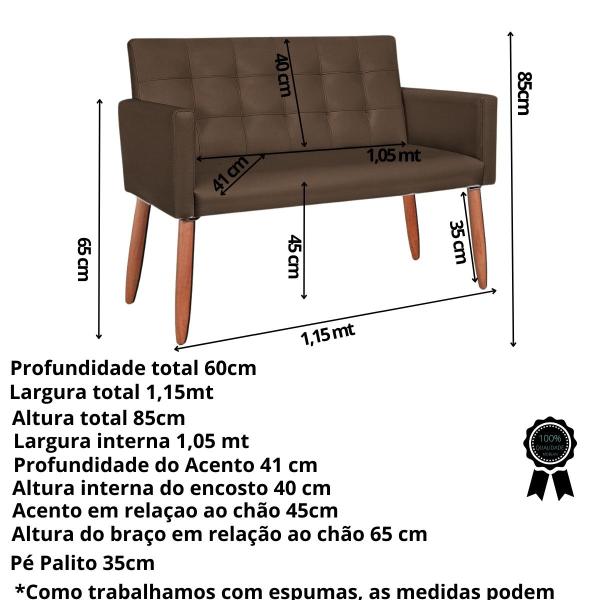 Imagem de Jogo 1 Namoradeira 2 Poltronas com Puff material sintético para Recepção Sala pequena resistente