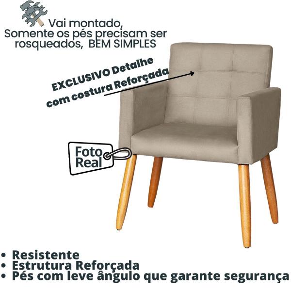 Imagem de Jogo 1 Namoradeira 2 Poltronas com Puff para Sala de Estar Recepção  Sala pequena resistente