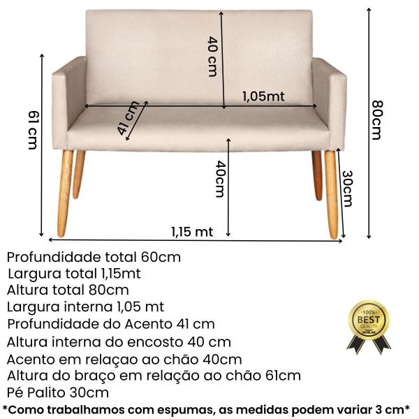 Imagem de Jogo 1 Namoradeira 2 Poltronas para Recepção  Sala pequena resistente