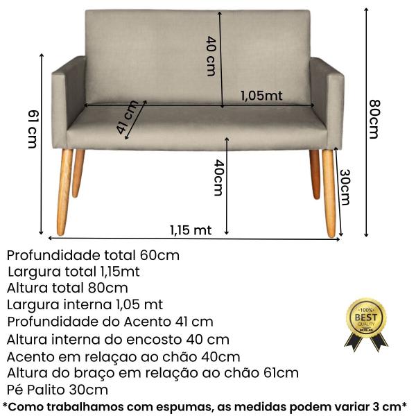 Imagem de Jogo 1 Namoradeira 2 Poltronas para Recepção  Sala pequena resistente