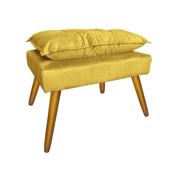 Imagem de Jogo 1 Poltrona e 1 Puff Para Sala Comercial Apolo Suede Amarelo - LM DECOR