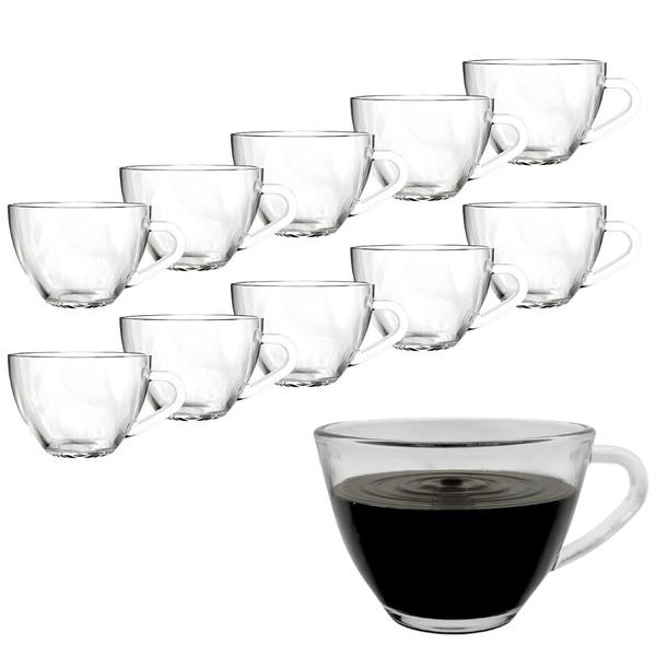 Imagem de Jogo 10 Caneca Xícara Cappuccino Expresso Café Vidro 200ml