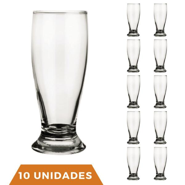 Imagem de Jogo 10 Copos Vidro Transparente Munich 200ml Chopp Bar Nadir