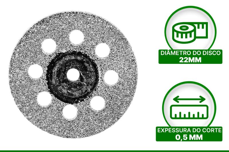 Imagem de Jogo 10 Discos Diamantado Corte 22mm Acessórios para Micro Retifica Metal Vidro 