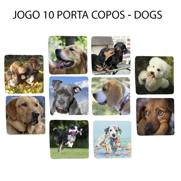 Imagem de Jogo 10 Porta Copos Personalizado Dog Cachorro Linha Pet Quadrado