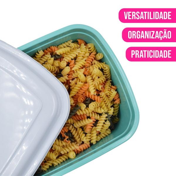 Imagem de Jogo 10 Potes Organizadores Plástico P/ Alimentos C/ Tampa Resistente Armário Despensa Cozinha Multiuso Armazenamento