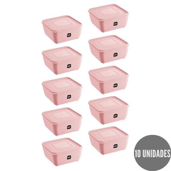 Imagem de Jogo 10 Potes Rosa Quadrado 1,5L Linha Gourmet Marmita