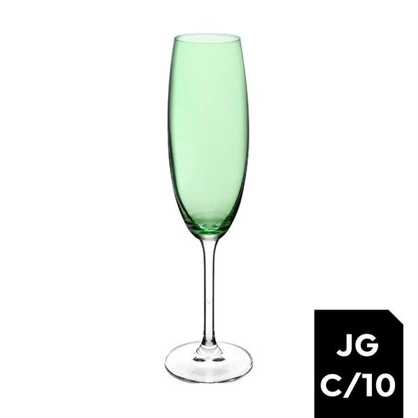 Imagem de Jogo 10 Taças Champanhe Gatro Cristal Ecológico 220ml Verde