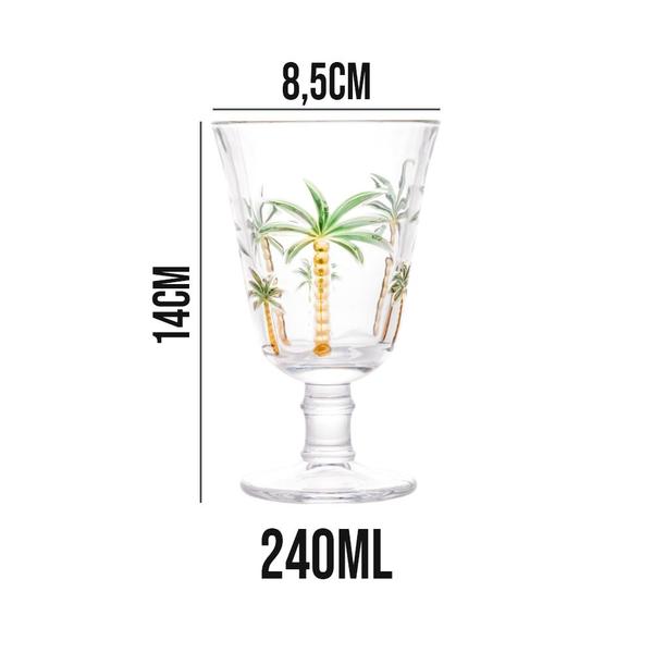 Imagem de Jogo 10 Taças de Cristal Palm Hand Tree Coqueiro Transparente para Água Lyor 240ml