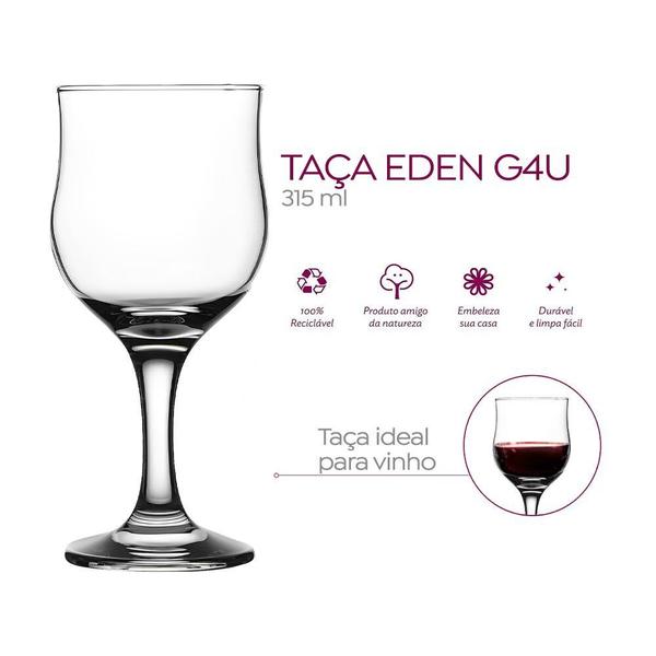 Imagem de Jogo 10 Taças para Vinho Água Cerveja Degustação Transparente Iris 315ml Class Home