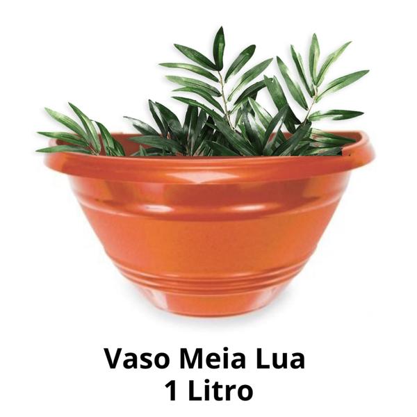 Imagem de Jogo 10 Vasos de Parede Meia Lua de 1 Litro para Jardim Vertical e Horta, Vaso Plástico Meia Lua