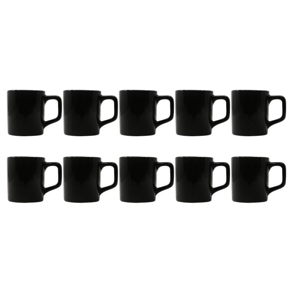 Jogo 10 Xícara Café Cerâmica Colors 80mL Preta Brilhosa - ECOS Imagem de Jogo 10 Xícara Café Cerâmica Colors 80mL Preta Brilhosa