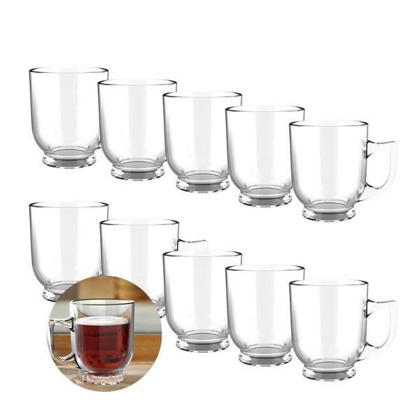 Imagem de Jogo 10 Xícaras de Café Mini Caneca de Vidro 90ml Orlando Transparente City Glass